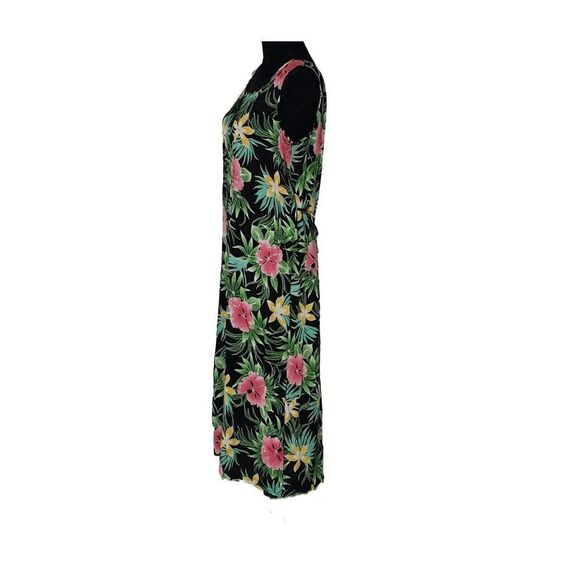 DNLA Sport Black Floral Tropical Print Vent Scoop Neck Sleeveless dress Size M - Picture 7 of 9